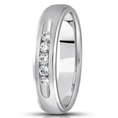 Channel Set Step Edge Round Diamond Ring - view 4 of 7