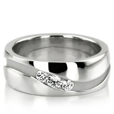 Curved Groove Diamond Wedding Band