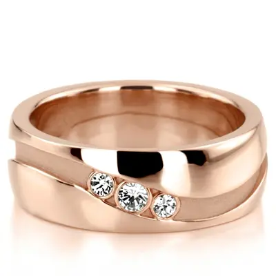 Curved Groove Diamond Wedding Band alternate view
