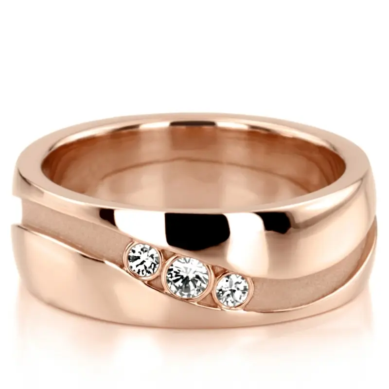 18K pink gold 7mm. high polish Curved-Groove-Diamond-Wedding-Band - alternate view 2