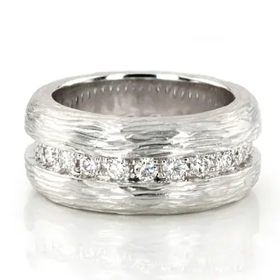 Rough Cut Finish Diamond Wedding Band - view 1 of 7