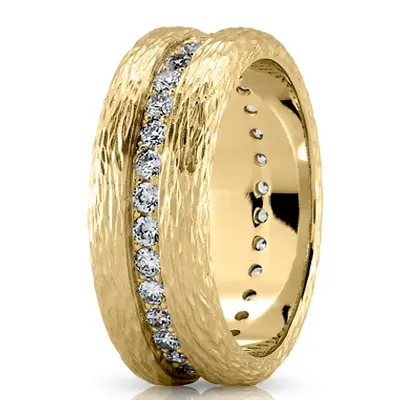 Rough Cut Finish Diamond Wedding Band - view 6 of 7