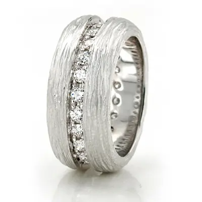 Rough Cut Finish Diamond Wedding Band - view 5 of 7