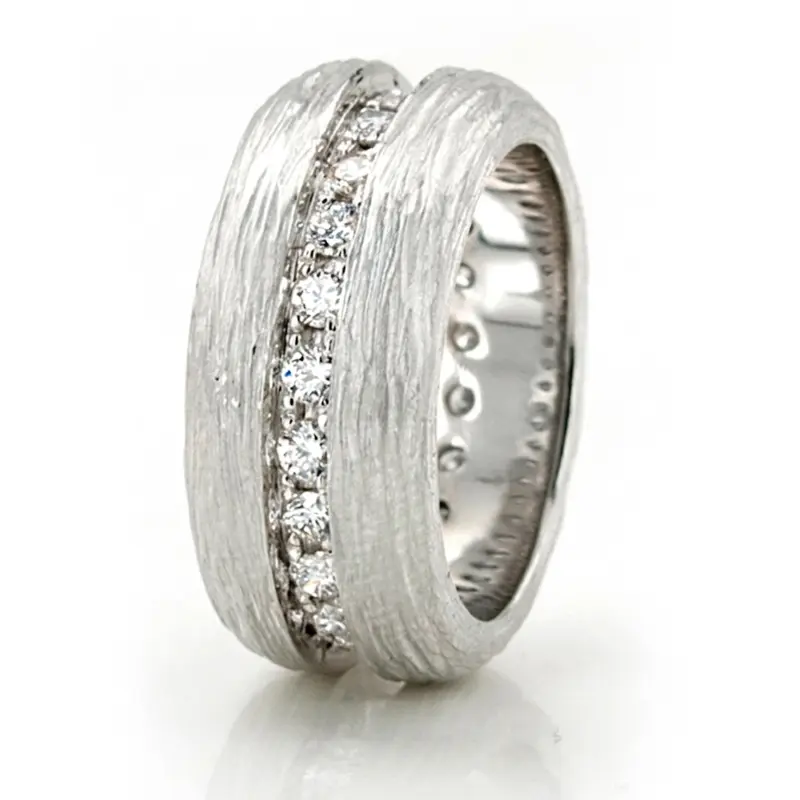 14K white gold 8mm. same as picture Rough-Cut-Finish-Diamond-Wedding-Band - alternate view 5
