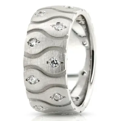 Symmetrical Wave Cut Diamond Wedding Ring - view 3 of 5
