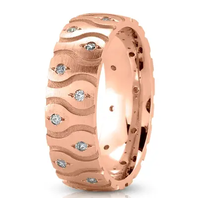 Symmetrical Wave Cut Diamond Wedding Ring - view 4 of 5