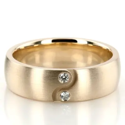 10K yellow gold 7mm. satin Symmetrical-Diamond-Wedding-Ring - alternate view 3 thumbnail