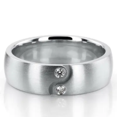 10K white gold 7mm. satin Symmetrical-Diamond-Wedding-Ring - alternate view 4 thumbnail