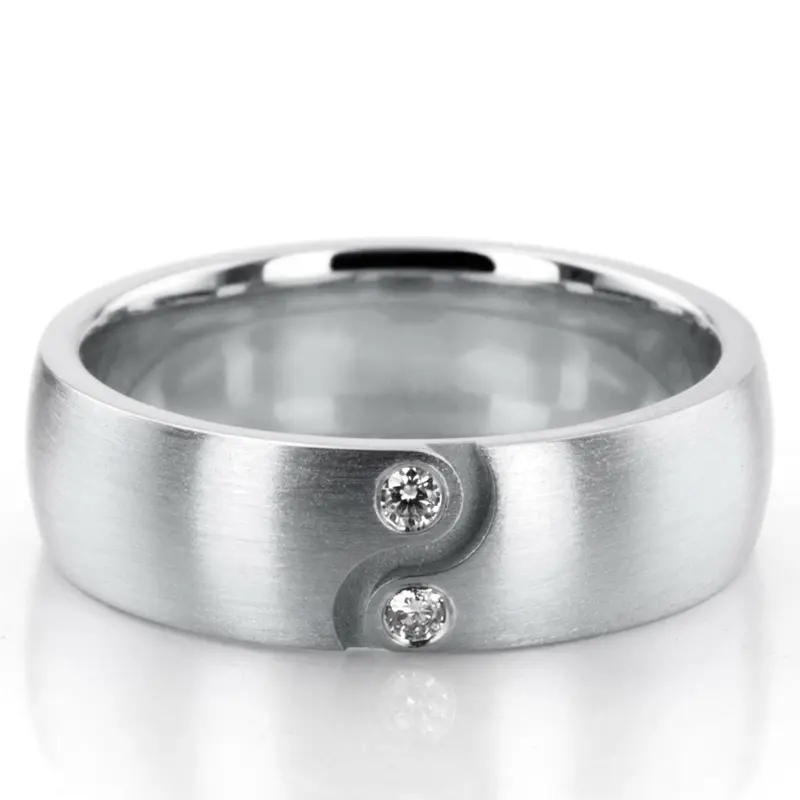 10K white gold 7mm. satin Symmetrical-Diamond-Wedding-Ring - alternate view 4