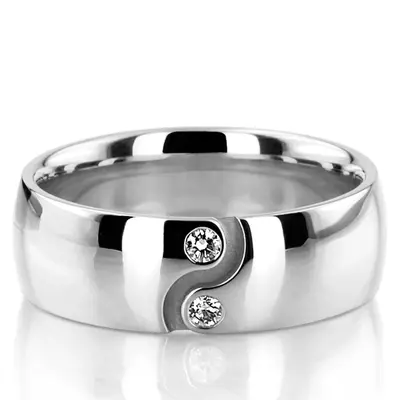 10K white gold 7mm. high polish Symmetrical-Diamond-Wedding-Ring - main view thumbnail