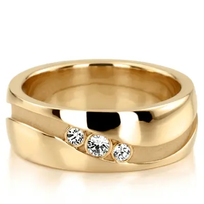 Curved Groove Diamond Wedding Band - view 3 of 7