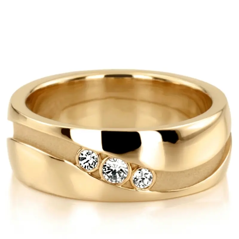 18K yellow gold 7mm. high polish Curved-Groove-Diamond-Wedding-Band - alternate view 3