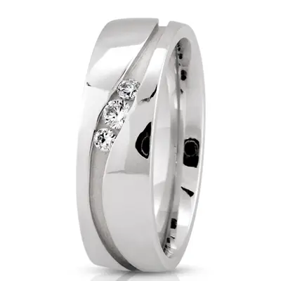 Curved Groove Diamond Wedding Band - view 7 of 7