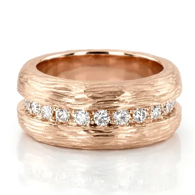Rough Cut Finish Diamond Wedding Band - view 3 of 7
