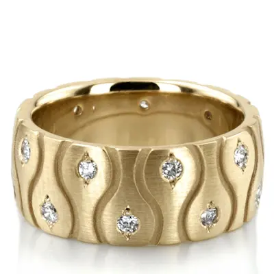 Symmetrical Wave Cut Diamond Wedding Ring - view 2 of 5