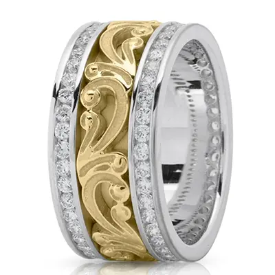 Floral Carved Diamond Wedding Ring 1 - view 4 of 4
