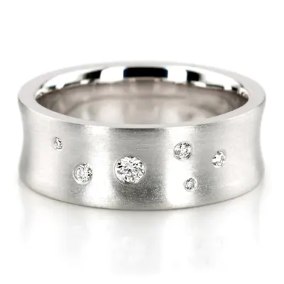Scattered Concave Diamond Wedding Band - view 1 of 4