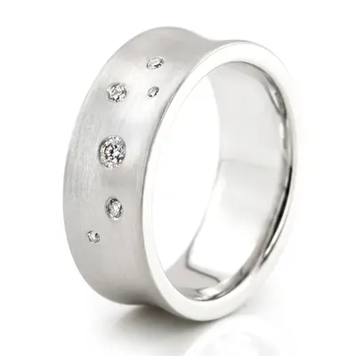 Scattered Concave Diamond Wedding Band - view 3 of 4