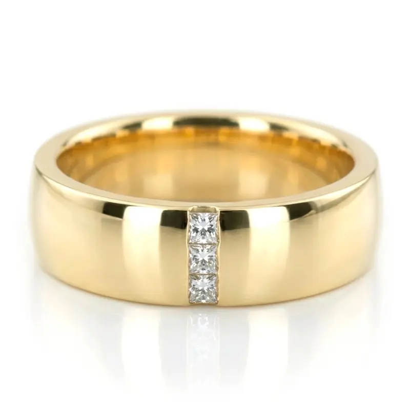 18K yellow gold 6mm. high polish Color-Duo-Contemporary-Princess-Cut-Diamond-Weddin - alternate view 2