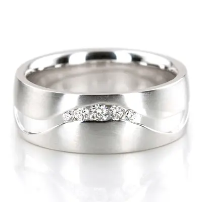 Unique Carved Diamond Wedding Band - view 1 of 4