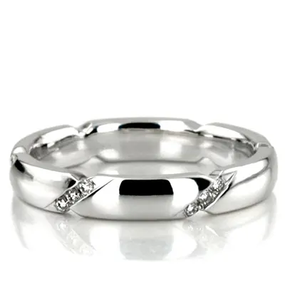 Diagonal Set Low Dome Diamond Wedding Ring - view 1 of 4