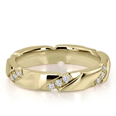 Diagonal Set Low Dome Diamond Wedding Ring - view 2 of 4
