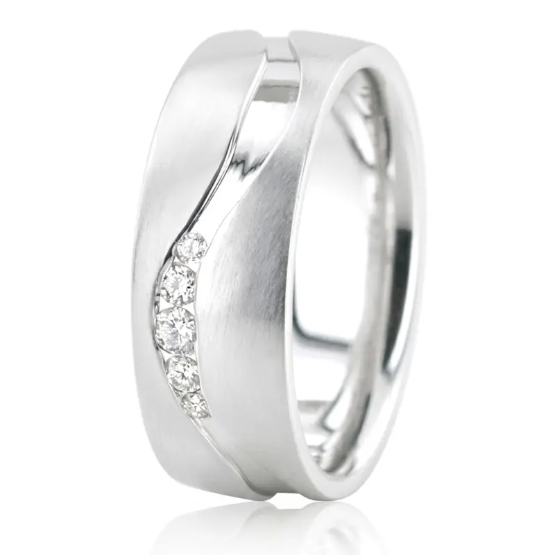 18K white gold 7mm. satin Unique-Carved-Diamond-Wedding-Band - alternate view 3