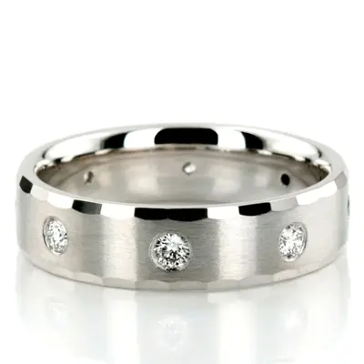 Fine Satin Finish Diamond Wedding Ring  - view 1 of 4