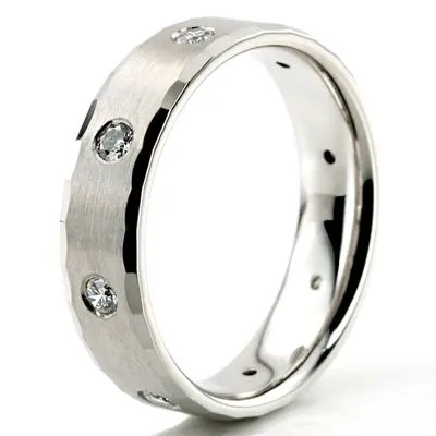 Fine Satin Finish Diamond Wedding Ring  - view 3 of 4