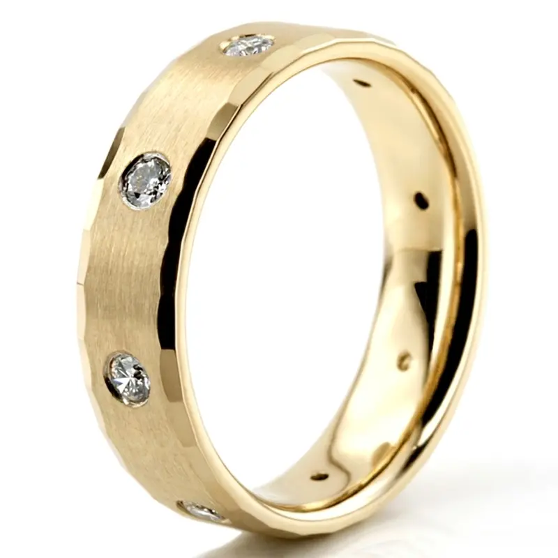 10K yellow gold 6mm. satin finish diamond-wedding-ring - alternate view 4
