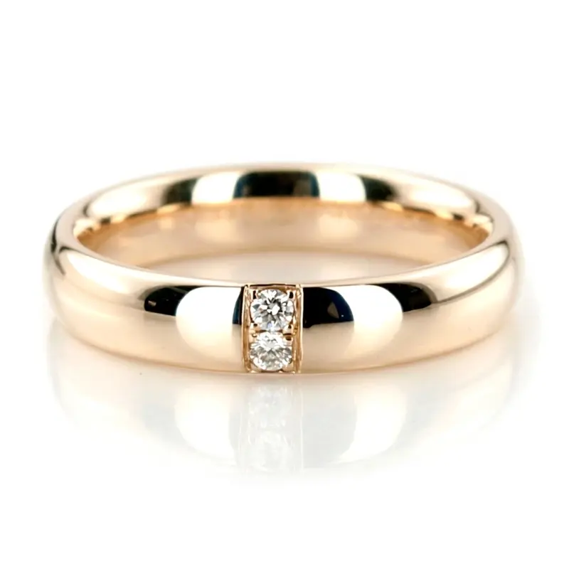 10K yellow gold 4mm. high polish Double-Row-Diamond-Wedding-Band - main view