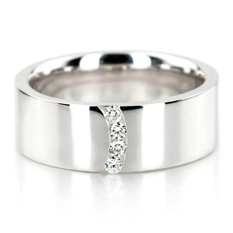 platinum 7mm. high polish Basic-Diamond-Wedding-Band - main view