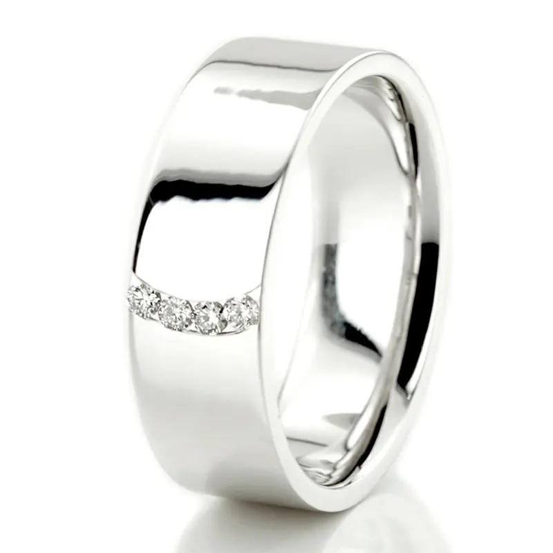 platinum 7mm. high polish Basic-Diamond-Wedding-Band - alternate view 3