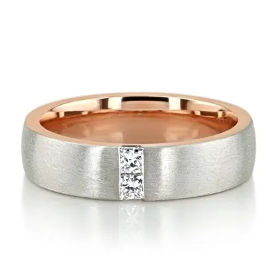 Rose & White Gold Two Tone Princess Cut Diamond Wedding Band alternate view