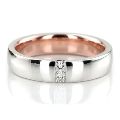 Rose & White Gold Two Tone Princess Cut Diamond Wedding Band