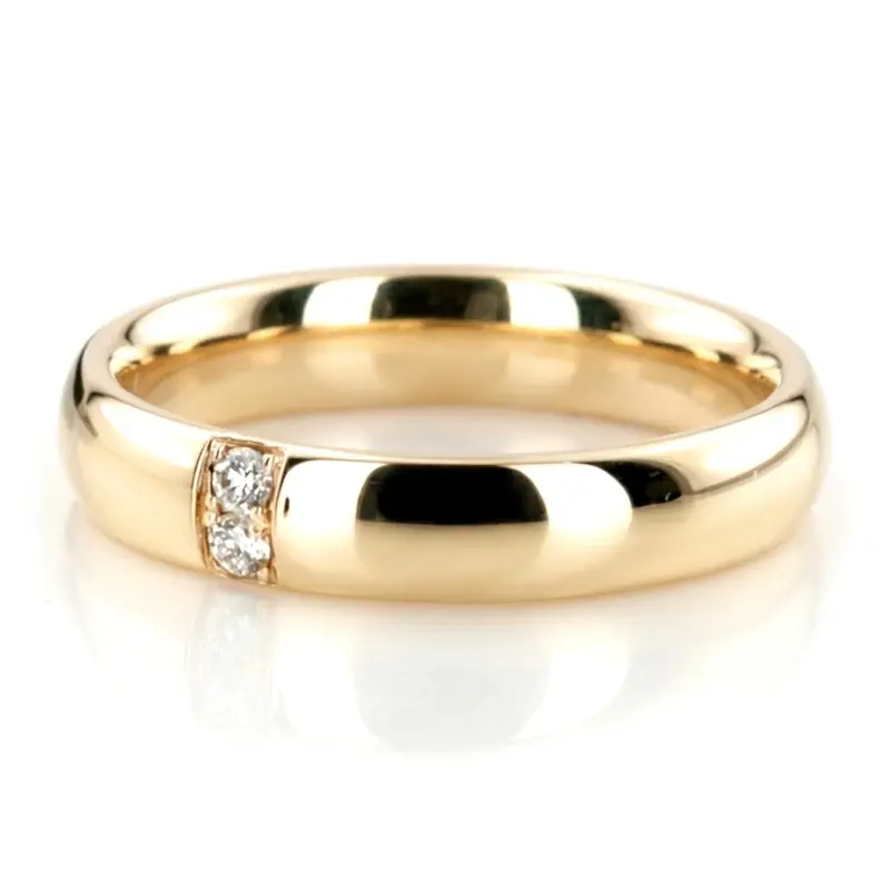 10K yellow gold 4mm. high polish Double-Row-Diamond-Wedding-Band - alternate view 3