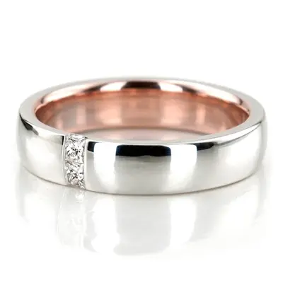 Rose & White Gold Two Tone Princess Cut Diamond Wedding Band - view 4 of 4