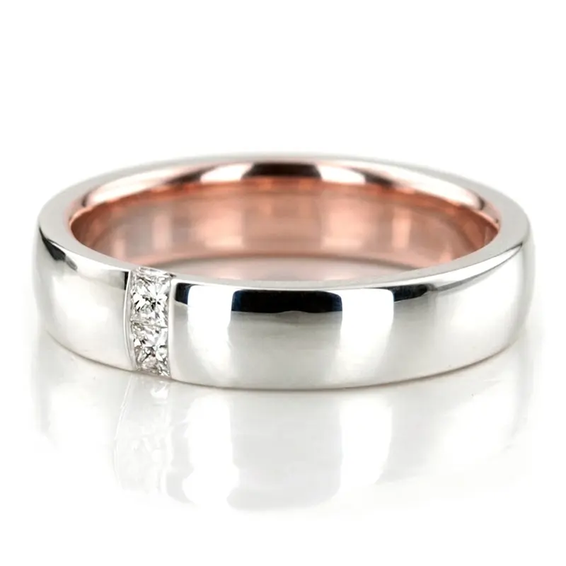 10K same as picture gold 4.5mm. high polish Rose-White-Gold-Two-Tone-Princess-Cut-Diamond-Wedd - alternate view 4