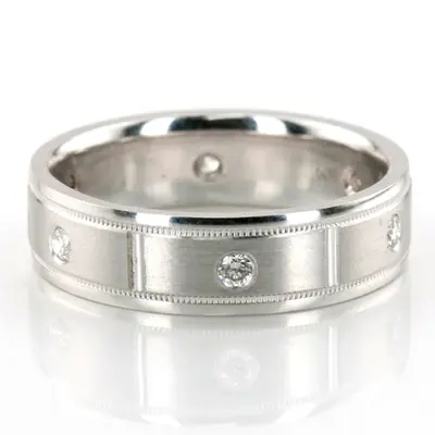 Shiny Edge Milgrain Diamond Wedding Ring  - view 2 of 2