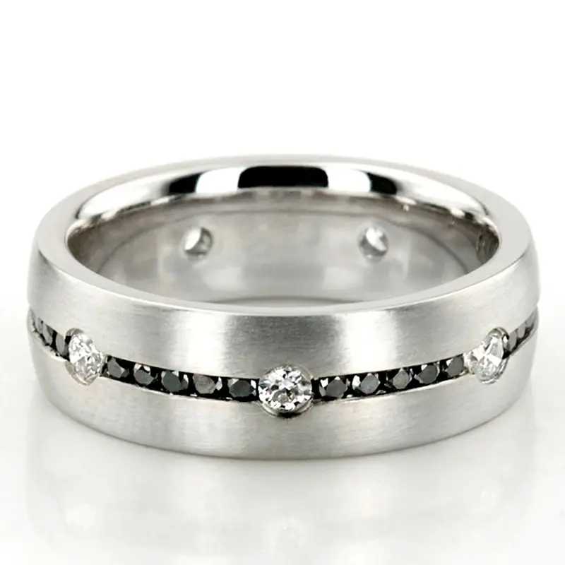 10K white gold 6mm. satin diamond-classic-round-cut-wedding-ring - main view