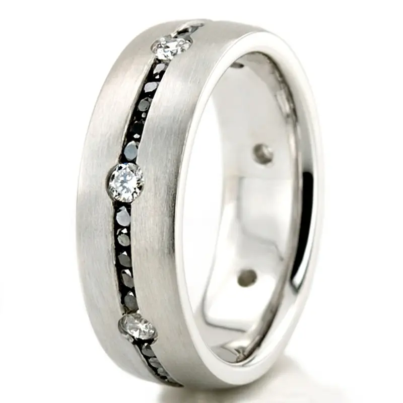 10K white gold 6mm. satin diamond-classic-round-cut-wedding-ring - alternate view 3