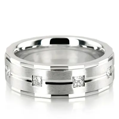 Angled Cut Princess Diamond Wedding Band - view 4 of 7