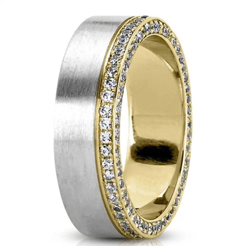 14K same as picture gold 7mm. satin Diamond-Edge-Classic-Wedding-Ring - alternate view 4