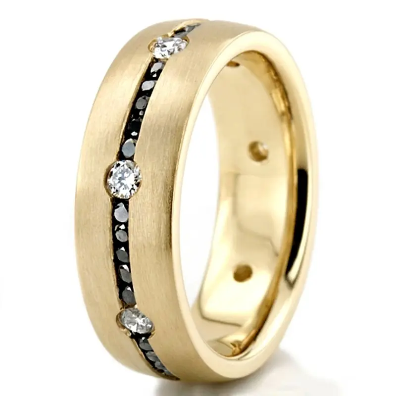 10K yellow gold 6mm. satin diamond-classic-round-cut-wedding-ring - alternate view 2