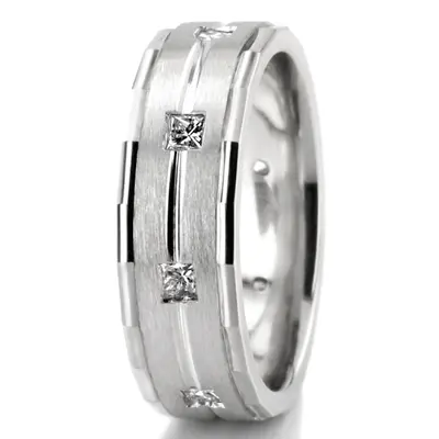 Angled Cut Princess Diamond Wedding Band - view 7 of 7