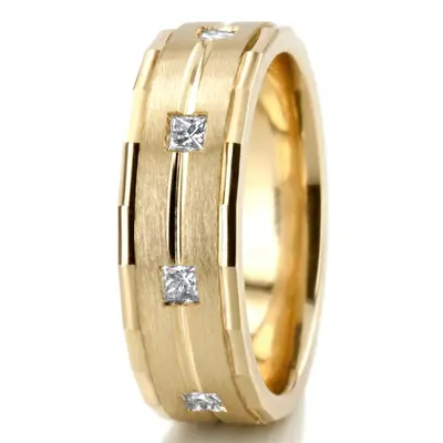 Angled Cut Princess Diamond Wedding Band - view 6 of 7