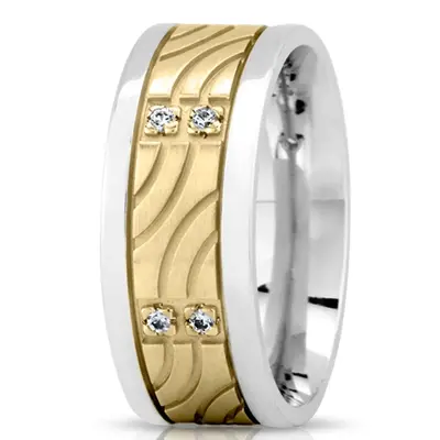 Wave Motif Diamond Wedding Ring - view 1 of 4
