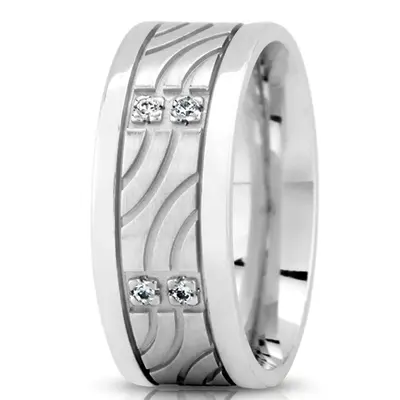 Wave Motif Diamond Wedding Ring - view 2 of 4