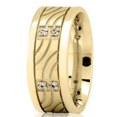 Wave Motif Diamond Wedding Ring - view 3 of 4