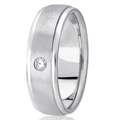 Satin Center Diamond Wedding Band  - view 2 of 4